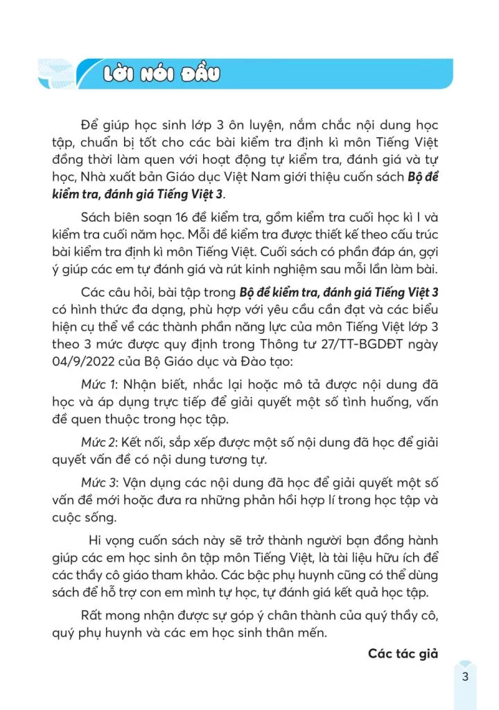 BỘ ĐỀ KIỂM TRA, ĐÁNH GIÁ TIẾNG VIỆT LỚP 3 (Theo chương trình GDPT 2018)